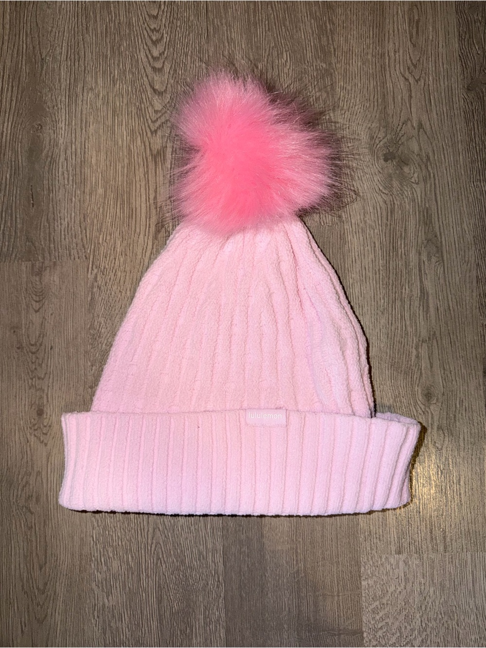 lululemon athletica Pink Ribbed Pom Beanie
